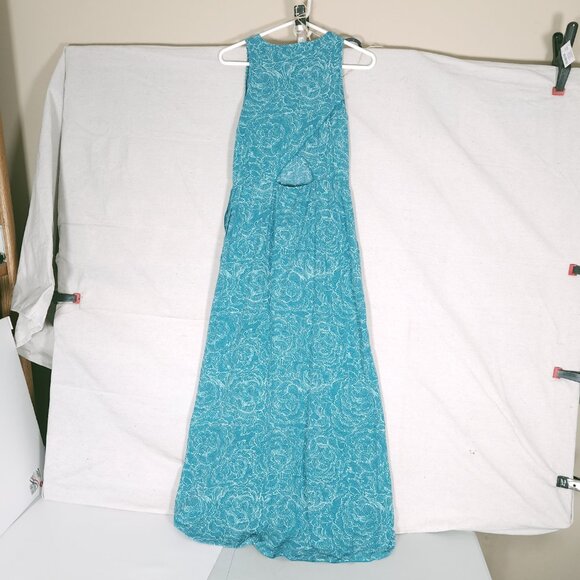 Toad & Co Womens Sunkissed Maxi Dress M Blue Green Floral Sleeveless Travel - Picture 2 of 13